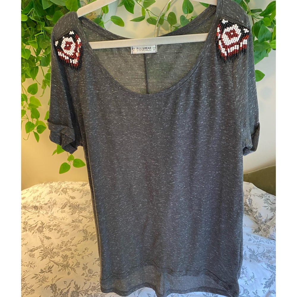 Beaded shoulder top